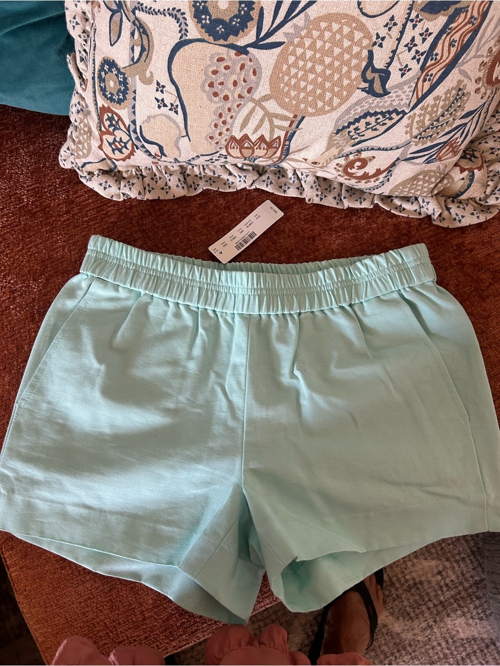 NWT- J.Crew Cotton Faille pull in short w/pockets sz. XXS in mint grn, MSRP $49